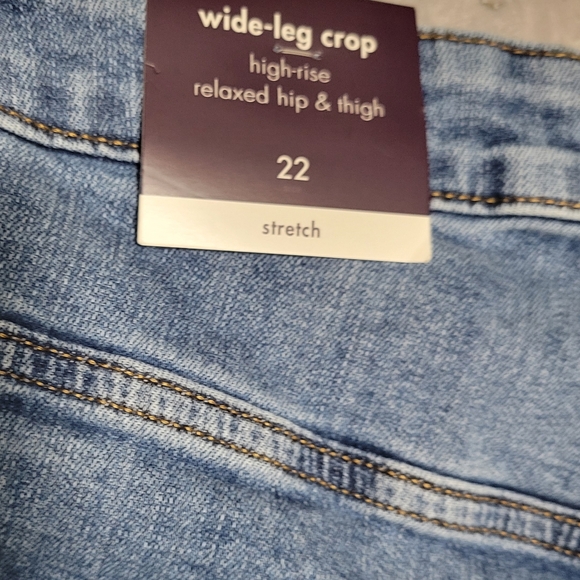AVA & VIV Wide-Leg.Crop High-Rise Relaxed Hip & Thigh  Blue Jeans SZ 22 - Picture 6 of 10